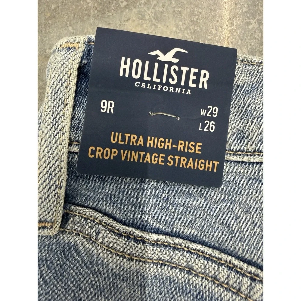 Hollister Women's Ultra High Rise Vintage Straight Crop Jeans Sz 9R 29x26 NWT - Picture 9 of 10